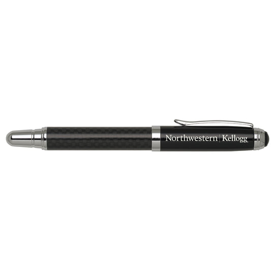 Northwestern I Kellogg Laser Engraved Black Carbon Fiber Rollerball Pen