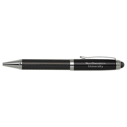 Northwestern University Wildcats Laser Engraved Black Carbon Fiber Stylus Ballpoint Pen