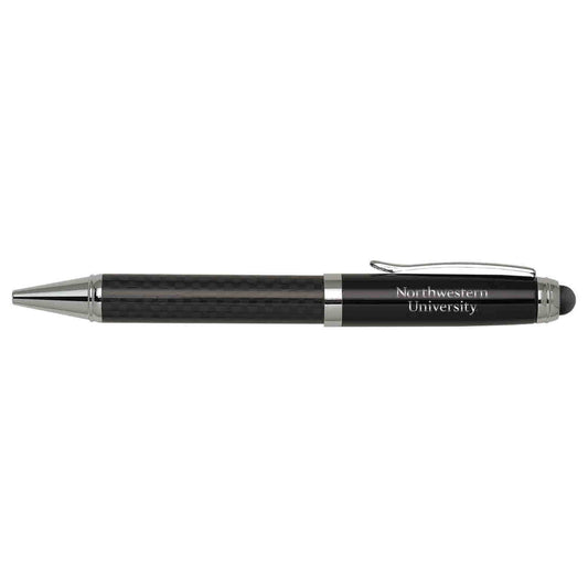 Northwestern University Wildcats Laser Engraved Black Carbon Fiber Stylus Ballpoint Pen