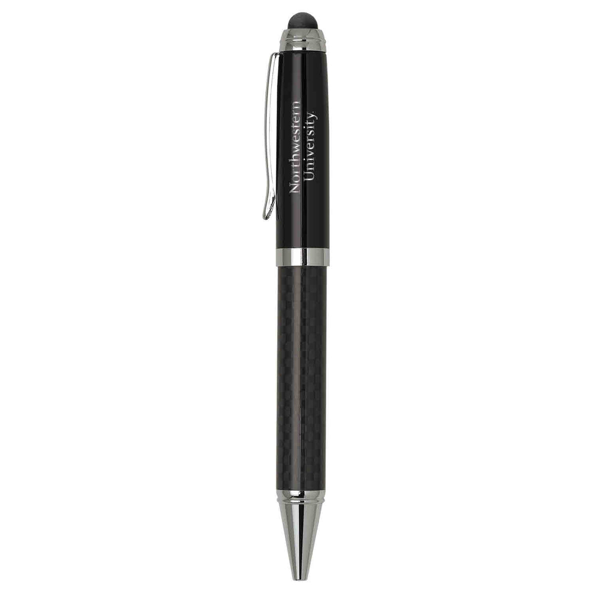 Northwestern University Wildcats Laser Engraved Black Carbon Fiber Stylus Ballpoint Pen