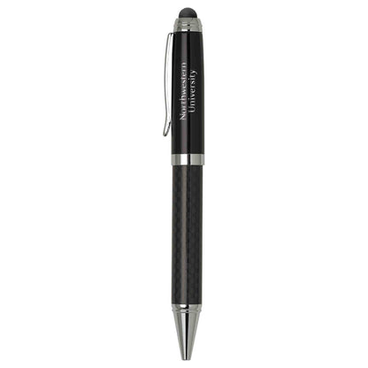 Northwestern University Wildcats Laser Engraved Black Carbon Fiber Stylus Ballpoint Pen