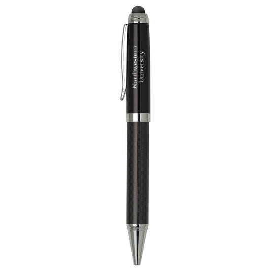 Northwestern University Wildcats Laser Engraved Black Carbon Fiber Stylus Ballpoint Pen