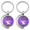 Northwestern University Wildcats Laser Engraved Purple Spinner Keychain with N-Cat Design