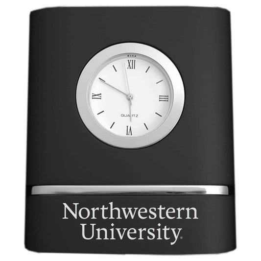 Northwestern University Wildcats Laser Engraved Black Trillium Two-Toned Desk Clock