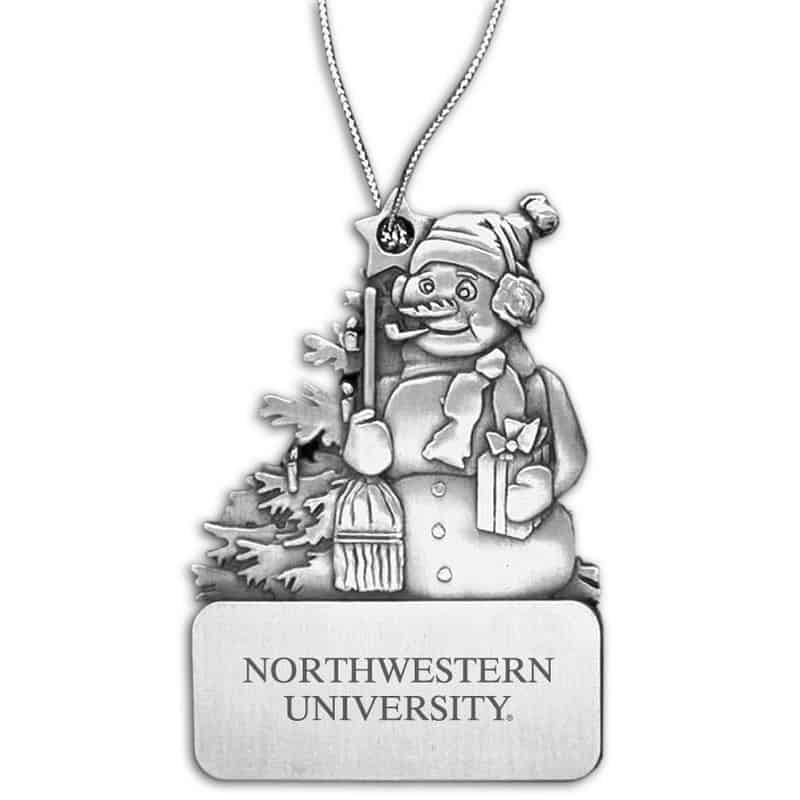 Northwestern University Wildcats Frosty Pewter Ornament with Northwestern University Design