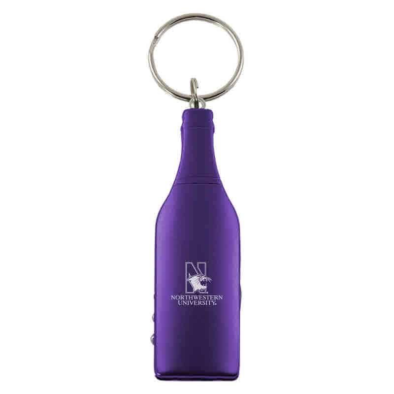 Northwestern University Wildcats Purple Laser Engraved Bottle Shaped Multi-Tool Wine/Bottle Opener Keychain