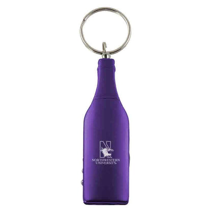 Northwestern University Wildcats Purple Laser Engraved Bottle Shaped Multi-Tool Wine/Bottle Opener Keychain