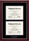 Northwestern University Wildcats Double Diploma Frame in Gallery Silver with black and purple mats