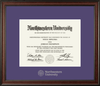 Northwestern University Wildcats Silver Embossed Diploma Frame in Studio with a purple mat