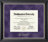 Northwestern University Wildcats Gold Embossed Diploma Frame in Noir with a purple suede mat