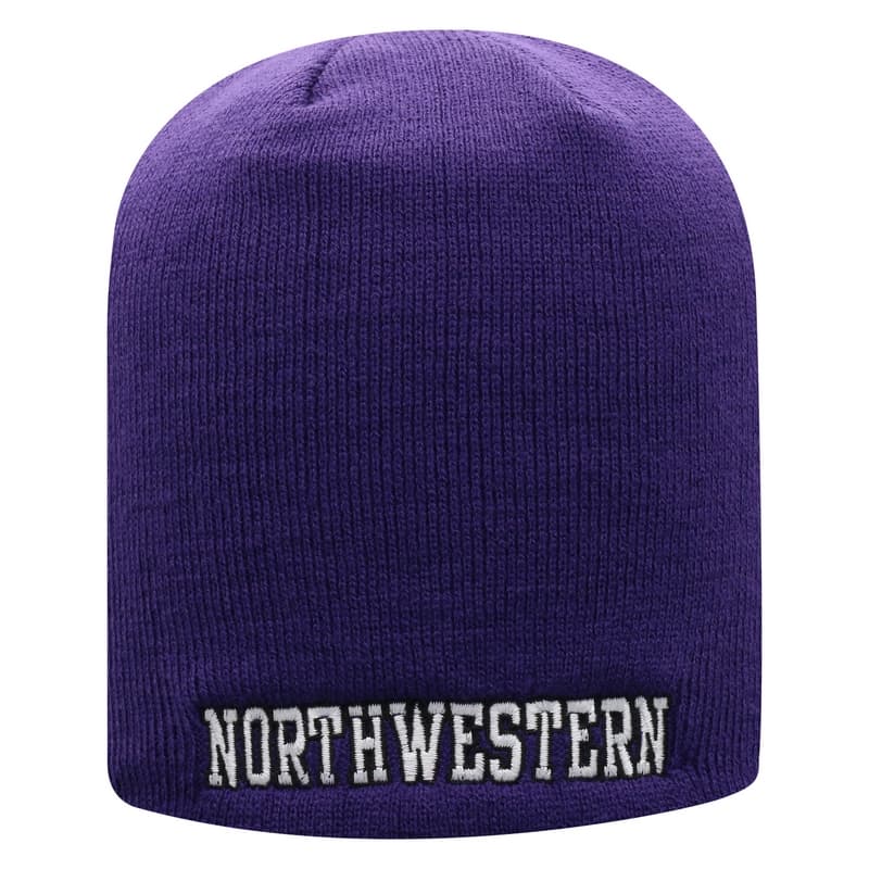 Northwestern University Wildcats Adult Purple Uncuffed Knit Hat With Embroidered Northwestern Design