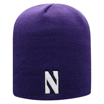 Northwestern University Wildcats Adult Purple Uncuffed Knit Hat With Embroidered Stylized N Design