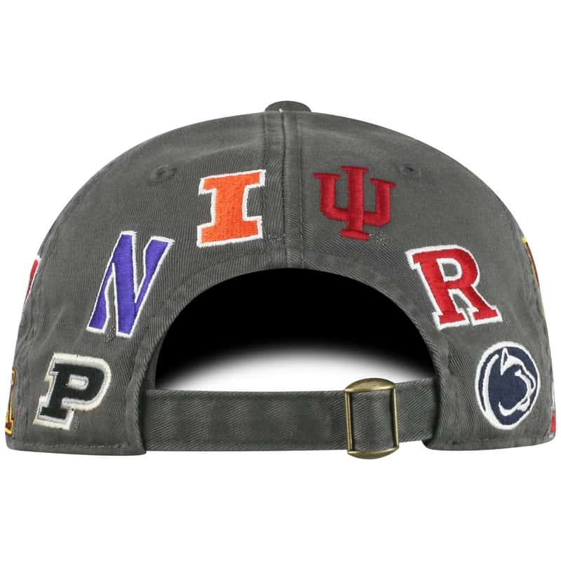 Northwestern University Wildcats TW Unconstructed Adjustable Charcoal Grey Cotton Hat With Big Ten Design
