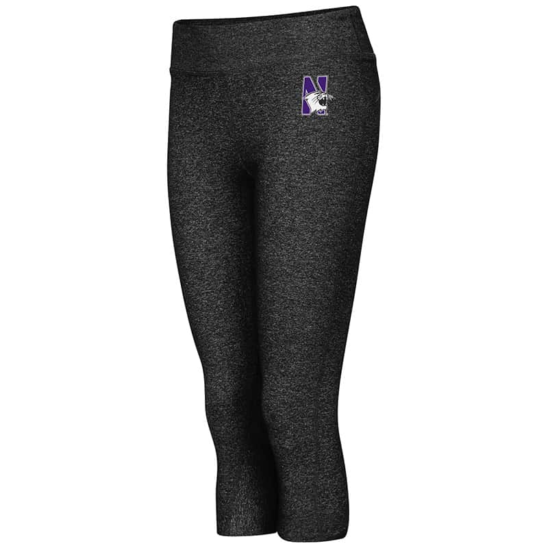 Northwestern University Wildcats Colosseum Heather Black Transponster Capri with N-Cat Design