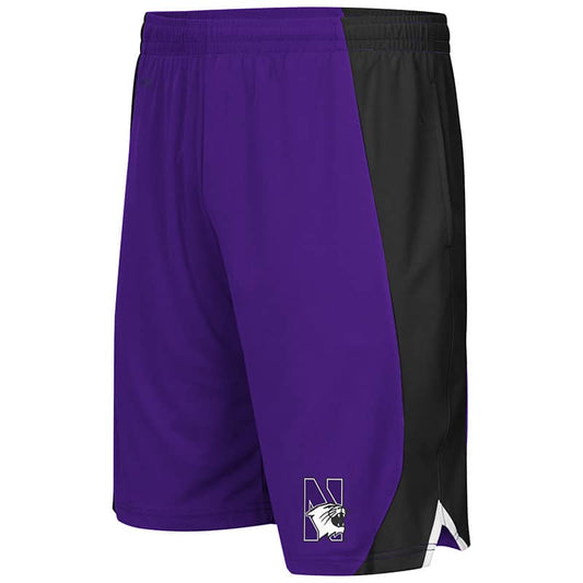 Northwestern University Wildcats Men's Colosseum Purple/Black Flagged Short with N-Cat Design