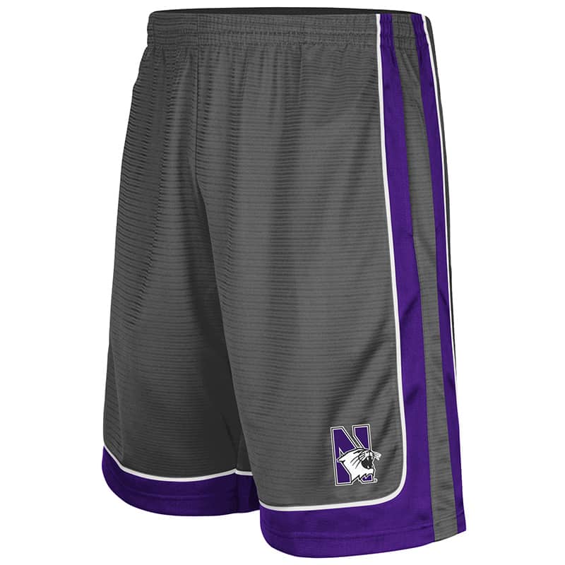 Northwestern University Wildcats Men's Colosseum Charcoal / Purple Big Salad Short with N-Cat Design