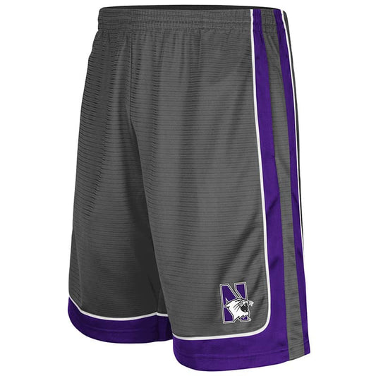 Northwestern University Wildcats Men's Colosseum Charcoal / Purple Big Salad Short with N-Cat Design