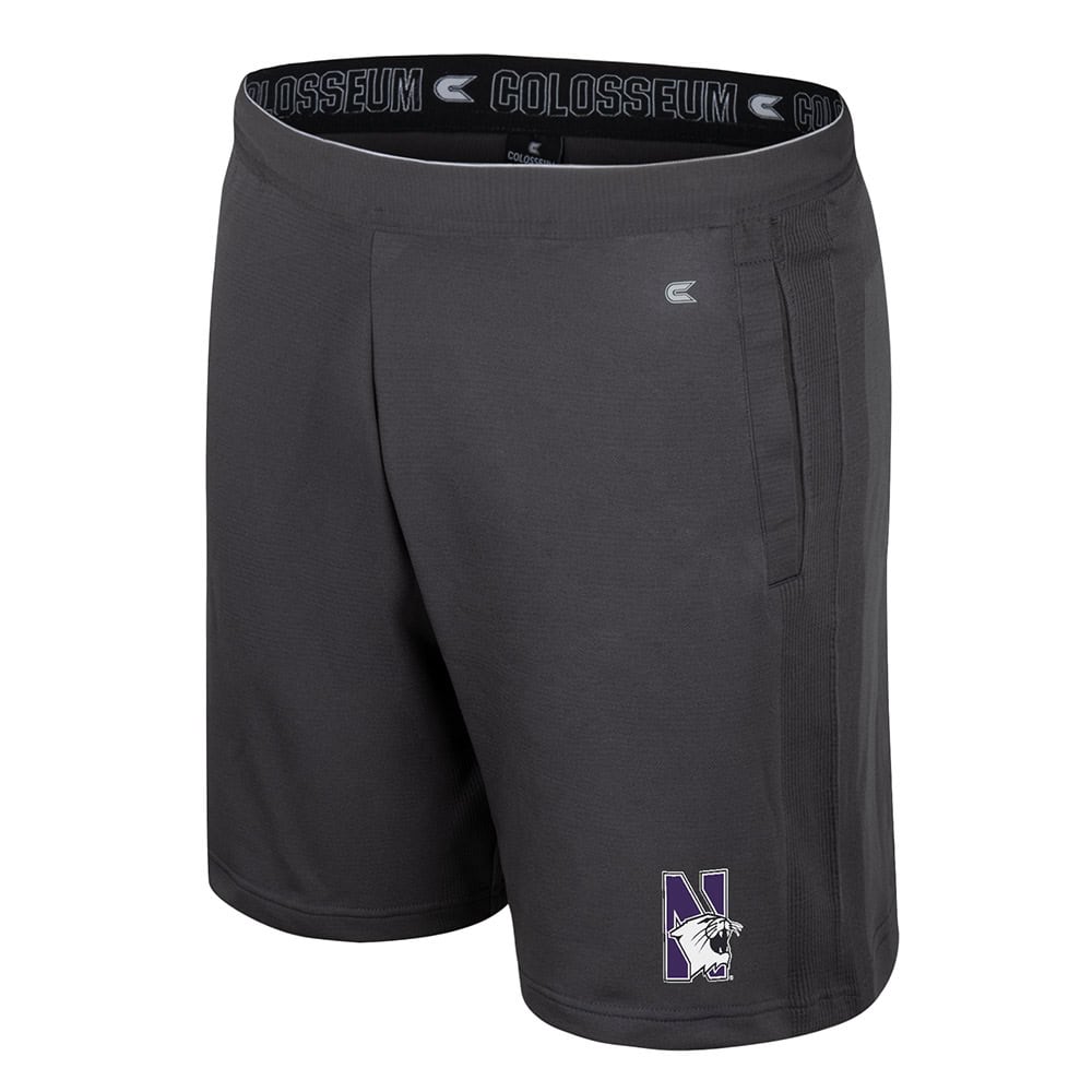 Northwestern University Wildcats Colosseum Men's Forget Shorts in Charcoal Color - N-Cat Design