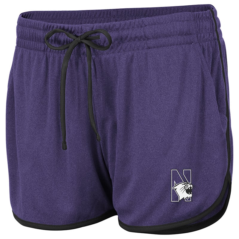 Northwestern University Wildcats Colosseum Ladies Purple/Black Womens Toulon Short with N-Cat Design