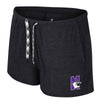 Northwestern University Wildcats Colosseum Women's Black Dash Shorts with Stylized N-Cat design