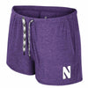 Northwestern University Wildcats Colosseum Women's Purple Dash Shorts with Stylized N design