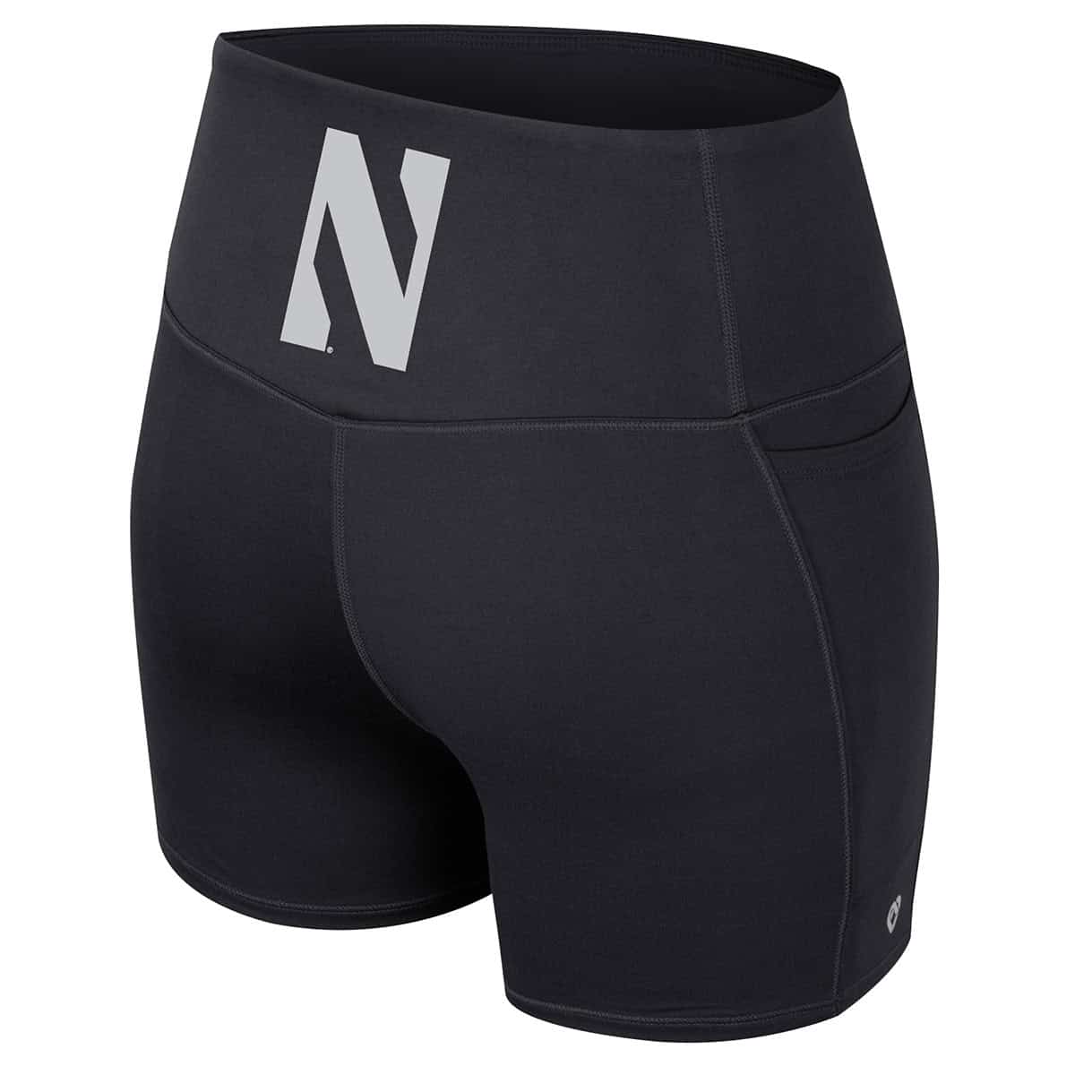 Northwestern University Wildcats Colosseum Women's Sorority Row Black Bike Short with Stylized N Design
