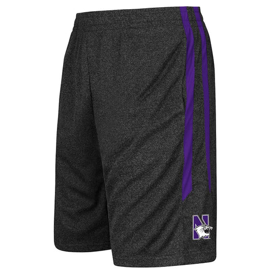 Northwestern University Wildcats Youth Colosseum Heather Black / Purple Sidler Short with N-Cat Design