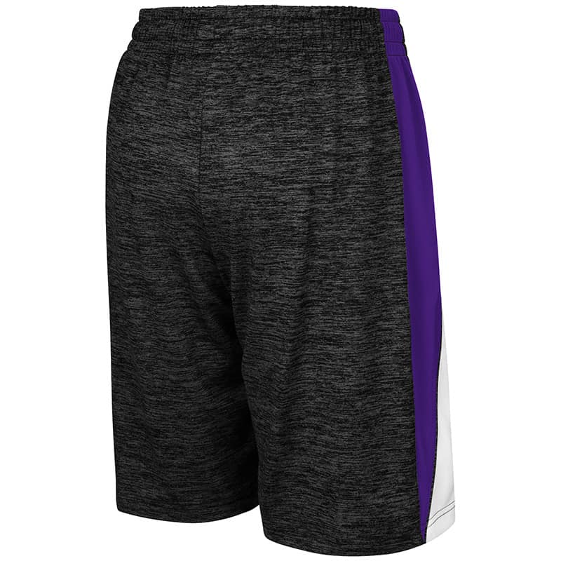Northwestern University Wildcats Colosseum  Black / Purple / White Youth The Jet Short with Stylized N Design