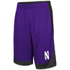 Northwestern University Wildcats Colosseum Purple / Black / Charcoal Youth Hall Of Fame Short with Stylized N Design