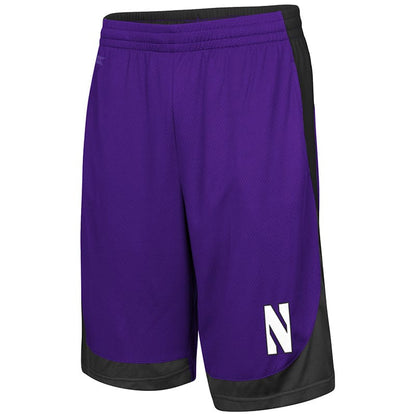 Northwestern University Wildcats Colosseum Purple / Black / Charcoal Youth Hall Of Fame Short with Stylized N Design