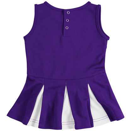 Northwestern University Wildcats Colosseum Purple/White Infant Girls Pom Pom Cheer Set with Stylized N Design-Back