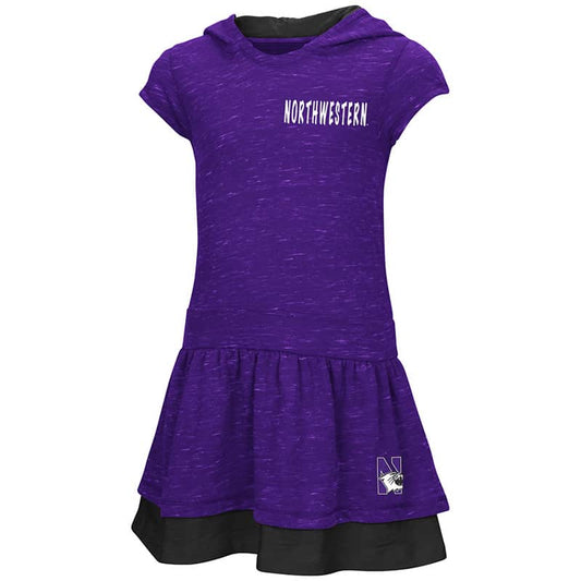 Northwestern University Wildcats Colosseum Purple/Black Toddler Emma Hooded Dress with N-Cat Design