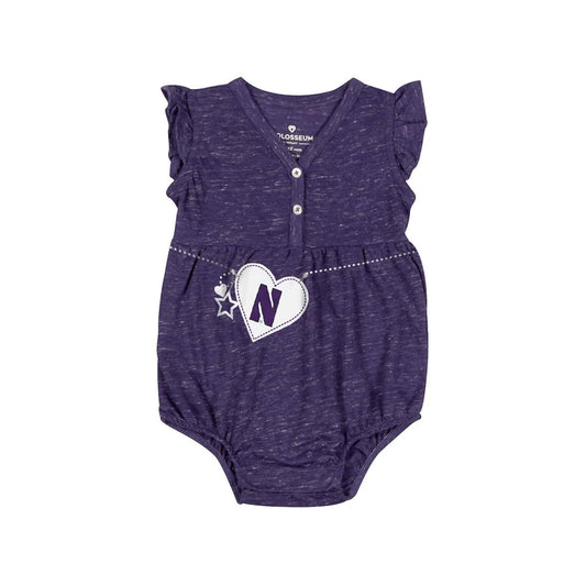 Northwestern University Wildcats Colosseum Infant Girl's Nancy Henley Purple Onesie