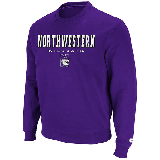 Northwestern University Wildcats Colosseum Purple Men's Automatic Crewneck Sweatshirt with Northwestern N-Cat Design