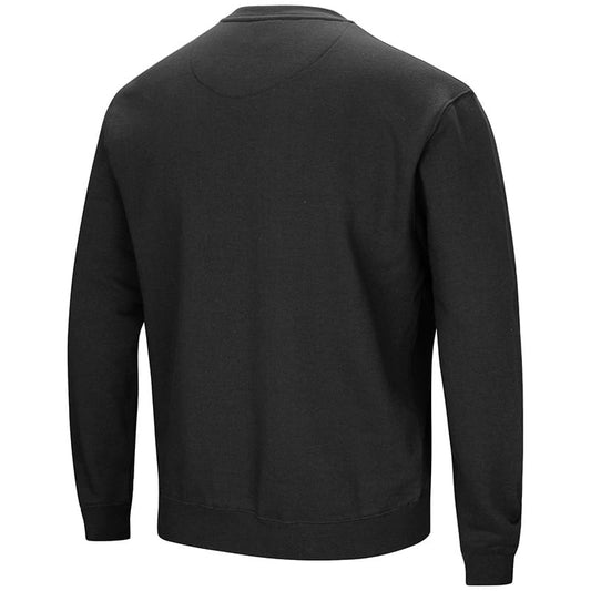 Northwestern University Wildcats Colosseum Black Men's Playbook Crewneck Sweatshirt with Northwestern Stylized N Design-Back
