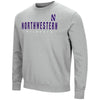Northwestern University Wildcats Colosseum Grey Men's Playbook Crewneck Sweatshirt with Northwestern Stylized N Design