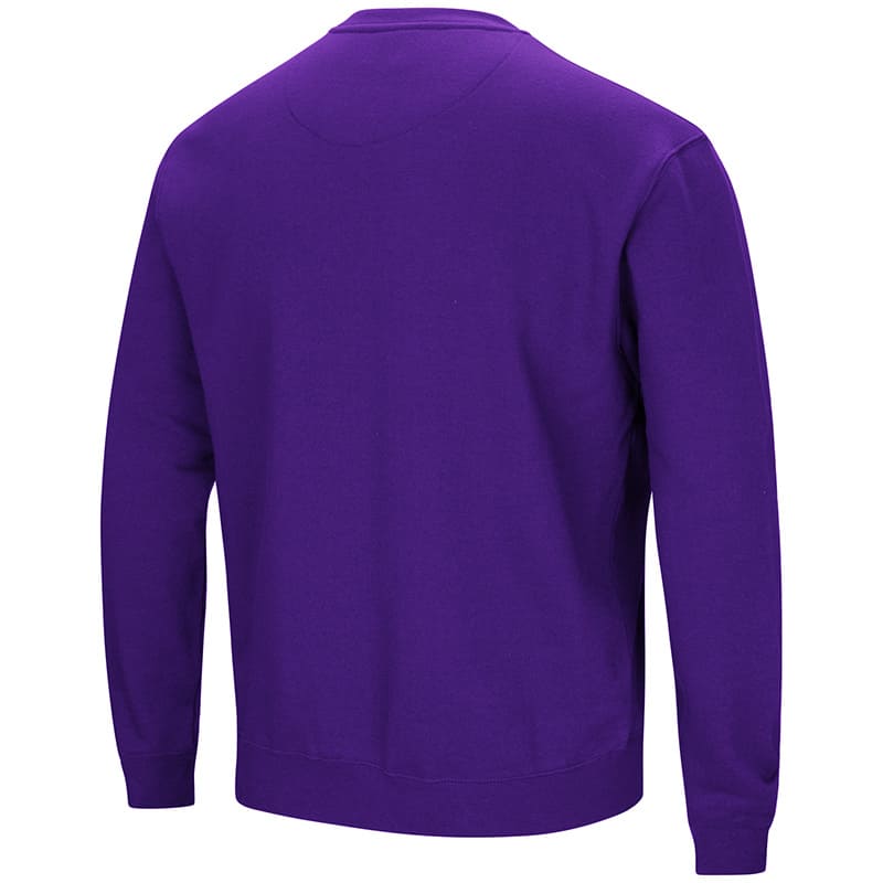 Northwestern University Wildcats Colosseum Purple Men's Playbook Crewneck Sweatshirt with Northwestern Stylized N Design-Back
