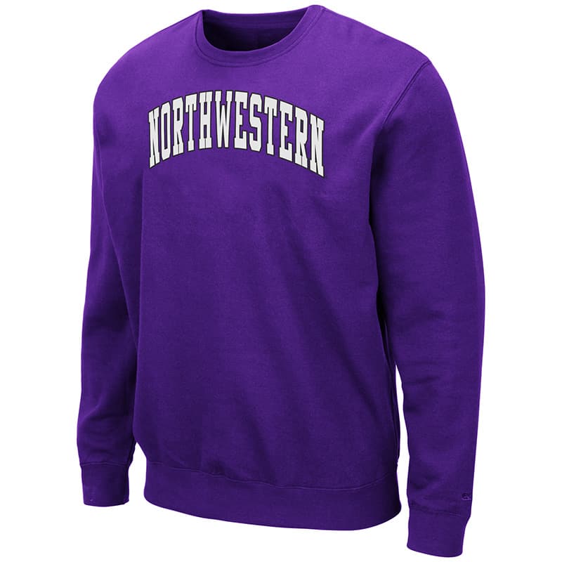 Northwestern University Wildcats Men's Purple Colosseum Crewneck Sweatshirt With Sewn Arched Northwestern Design