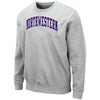 Northwestern University Wildcats Men's Silver Colosseum Crewneck Sweatshirt With Sewn Arched Northwestern Design