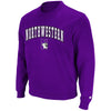 Northwestern University Wildcats Colosseum Purple Men's Automatic Crewneck Sweatshirt with Arch Northwestern & N-Cat Design