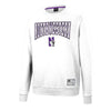 Northwestern University Wildcats Colosseum Men's White Scholarship Crewneck Fleece With School Name and N-Cat Design