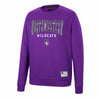 Northwestern University Wildcats Colosseum Men's Purple Scholarship Crewneck Fleece With School Name, Team Name and N-Cat Design