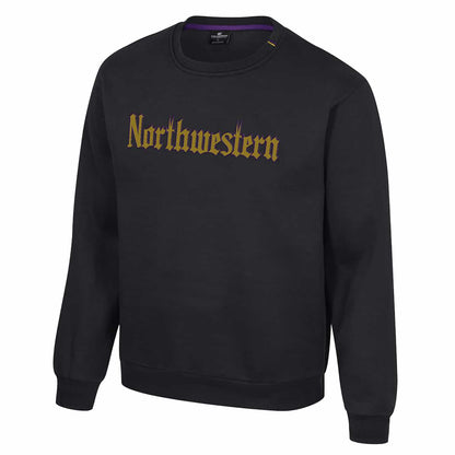 Northwestern University Wildcats Colosseum Men's Gothic Black I'll Be Back Crew