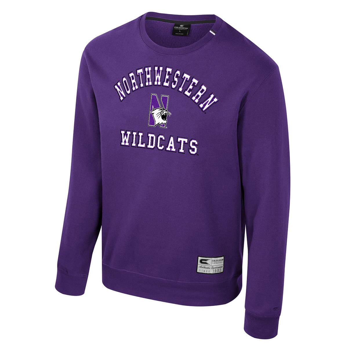 Northwestern University Wildcats Colosseum Men's Zion Purple Crewneck Fleece with Design Concept #1
