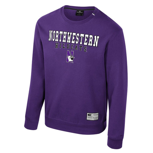 Northwestern University Wildcats Colosseum Men's Zion Purple Crewneck Fleece with Design Concept #2