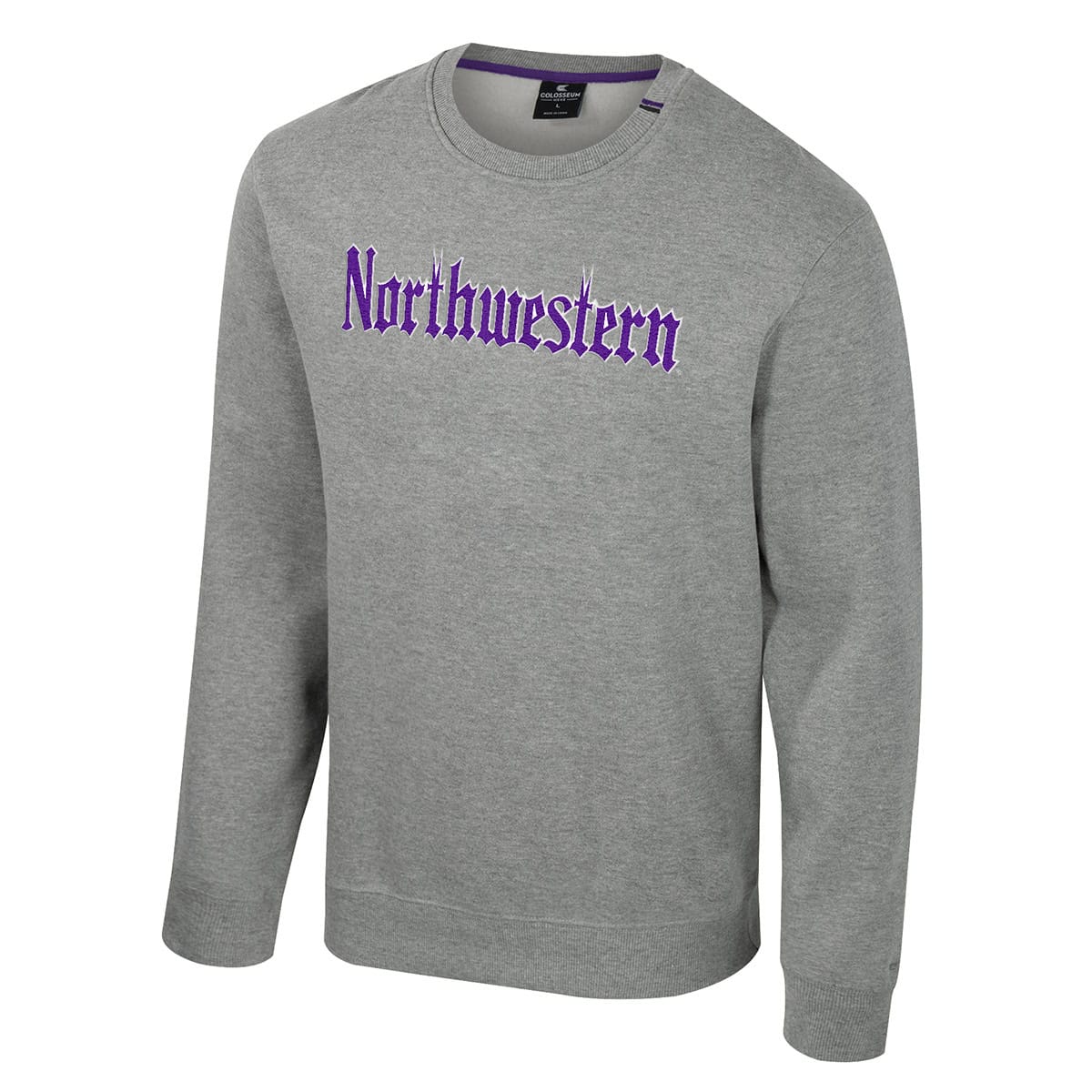 Northwestern University Wildcats Colosseum Men's Gothic Grey I'll Be Back Crew