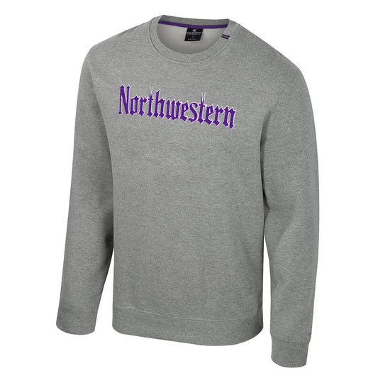 Northwestern University Wildcats Colosseum Men's Gothic Grey I'll Be Back Crew