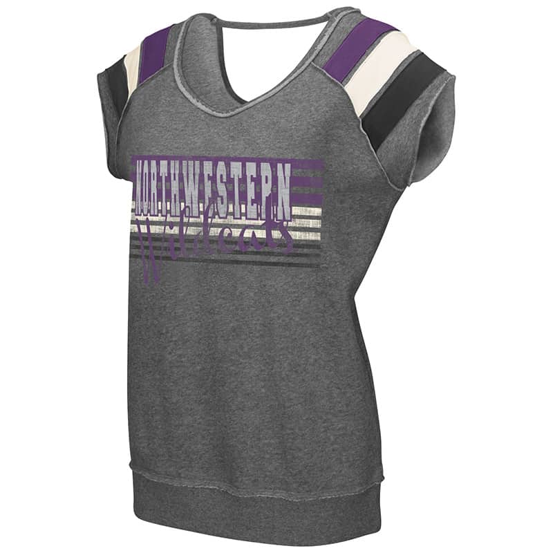 Northwestern University Wildcats Colosseum Heather Grey Ladies Works Everytime Pullover with Northwestern Design