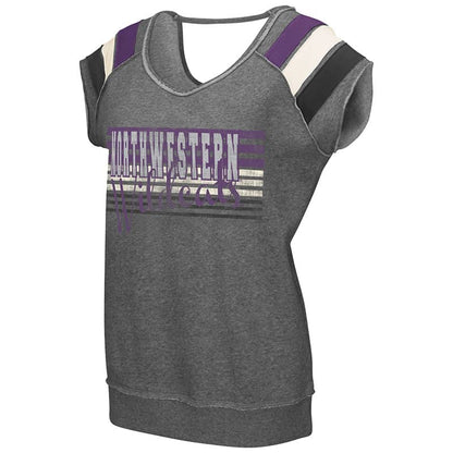 Northwestern University Wildcats Colosseum Heather Grey Ladies Works Everytime Pullover with Northwestern Design
