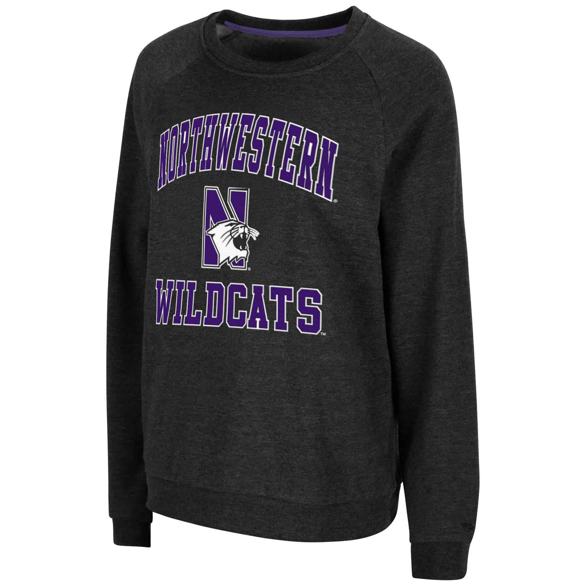 Northwestern University Wildcats Colosseum Women's Black Genius Crewneck